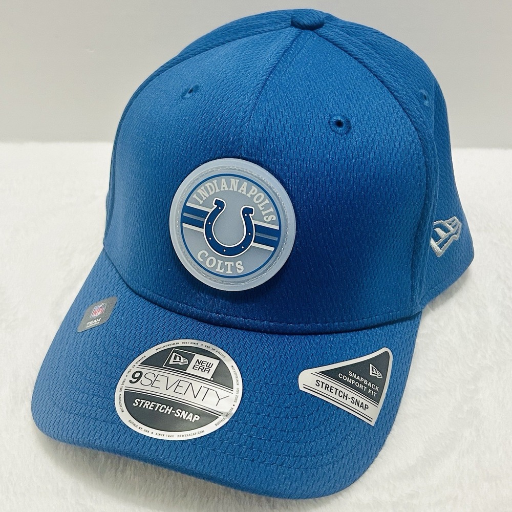 New Era Indianapolis Colts Patch 9SEVENTY Stretch Snap Hat Cap Adjustable Blue